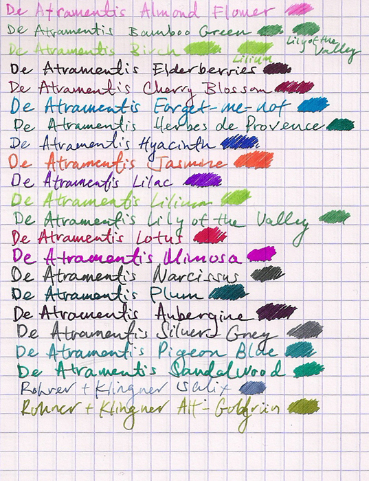 20 De Atramentis Inks - Ink Comparisons - The Fountain Pen Network