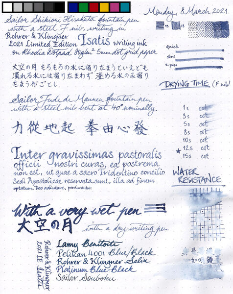 R&K Isatis ink review sheet