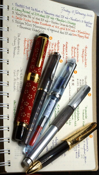 Pens I was using on 18/2/2022