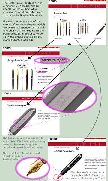 Info on current Ohto fountain pen models