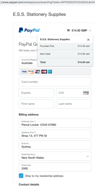ESS PayPal Guest Checkout for one fountain pen