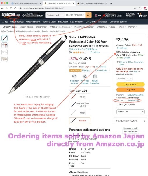 Ordering items sold by Amazon Japan (1of5)