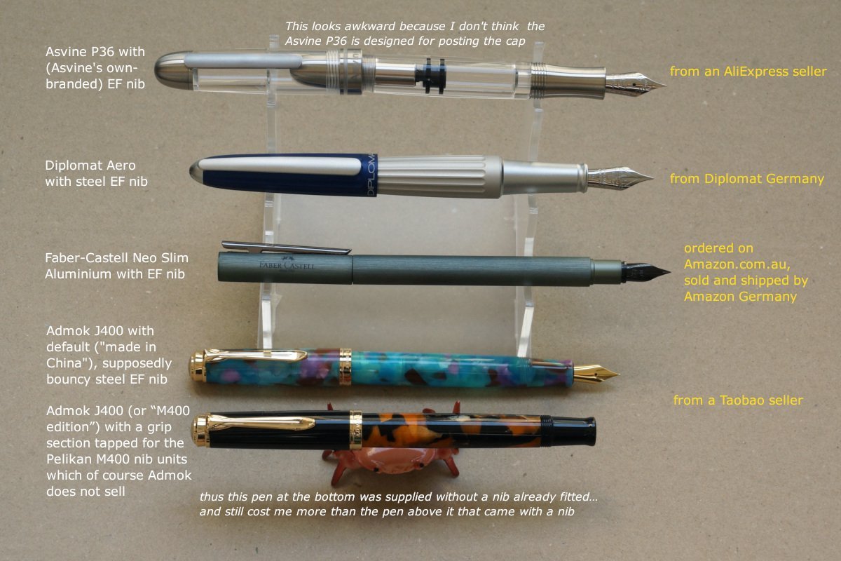 Assorted pens