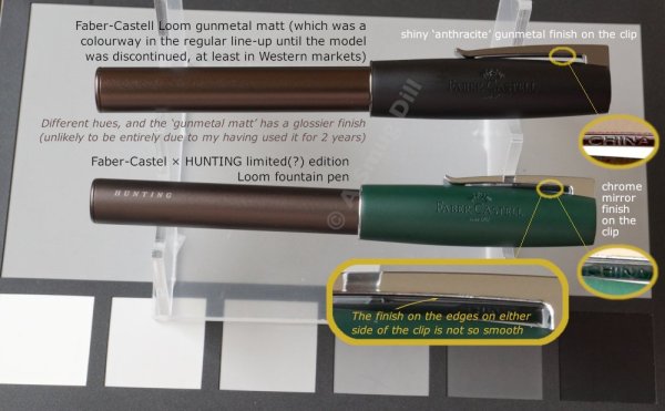 Faber-Castell Loom gunmetal matt compared to HUNTING collaborative edition