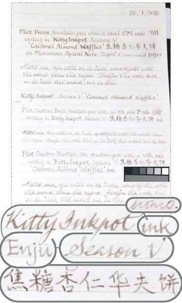 KittyInkpot 焦糖杏仁华夫饼 ink on Maruman Spiral Note 70g/m² paper