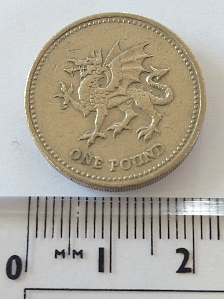 Welsh Dragon £1 coin size