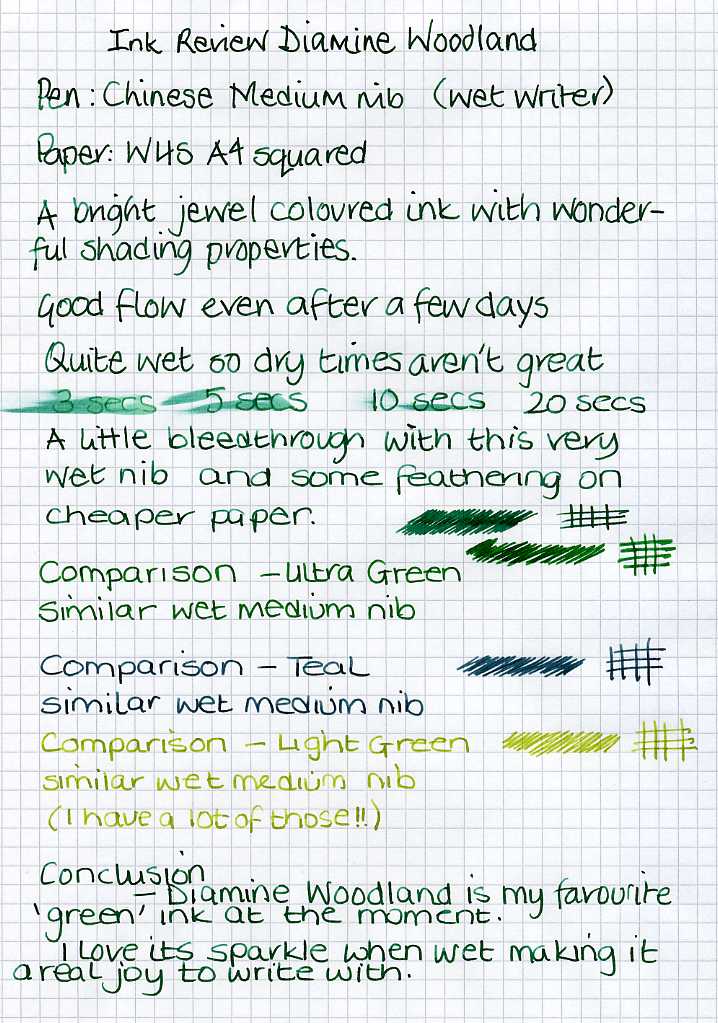 Ink Review #1259: Diamine Woodland Green — Mountain of Ink