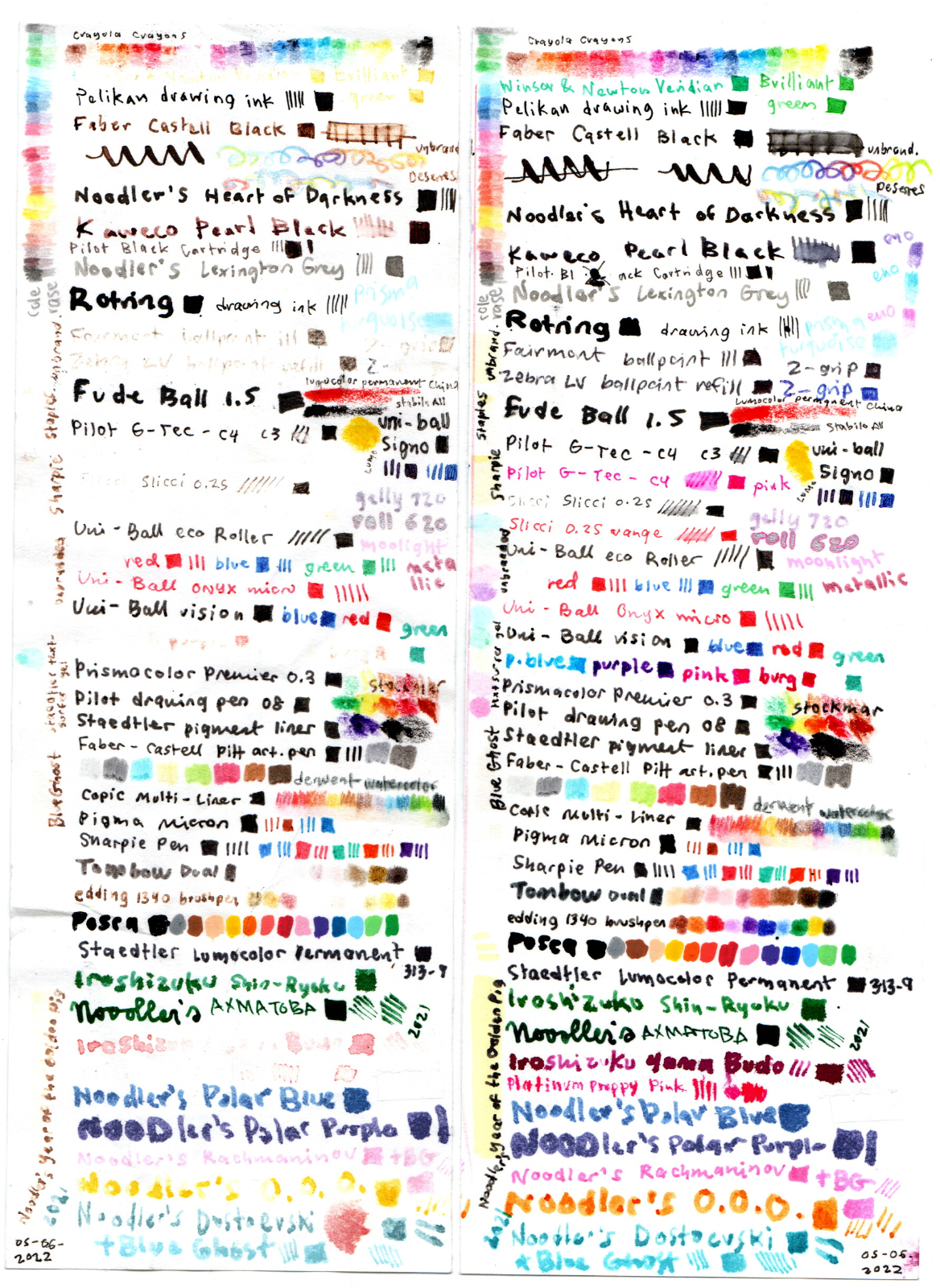 Swatch Sheet for Uni-Posca Colored Pencils - B&W Instant Download file