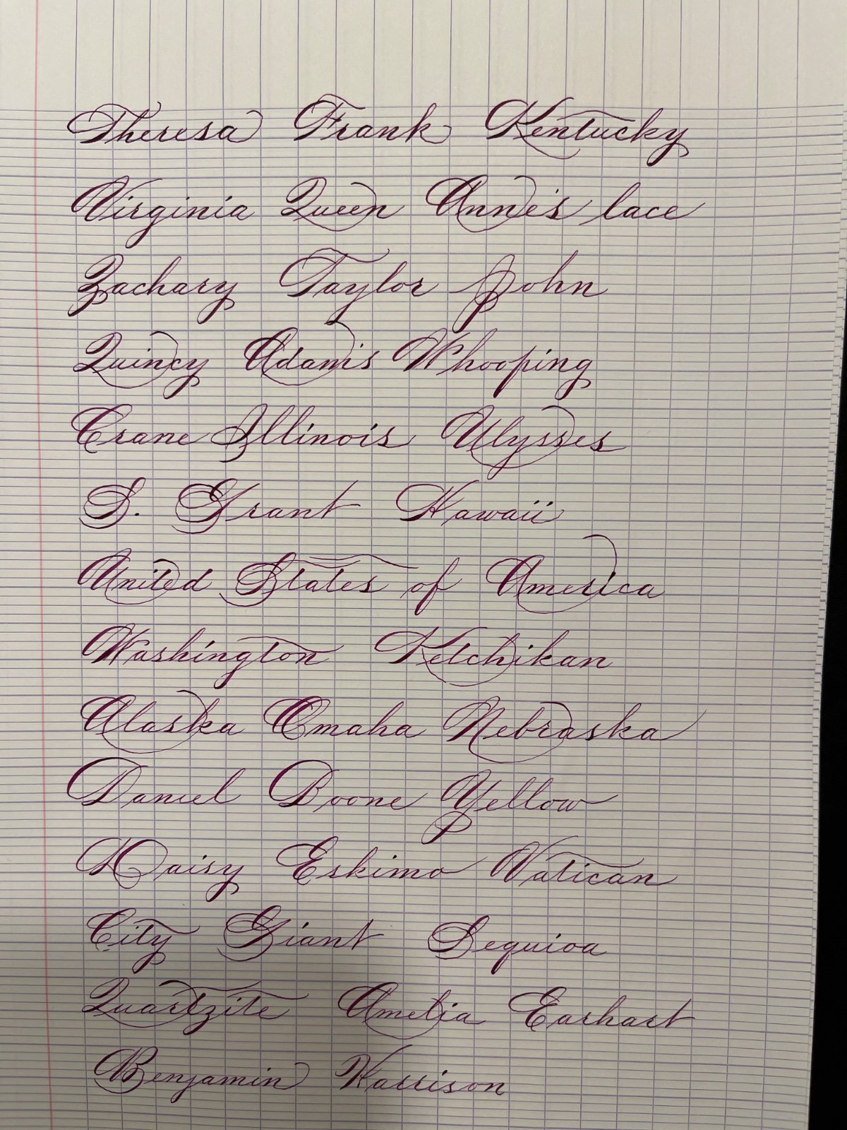 Spencerian practice continues. I'm happy with my hairlines, but less