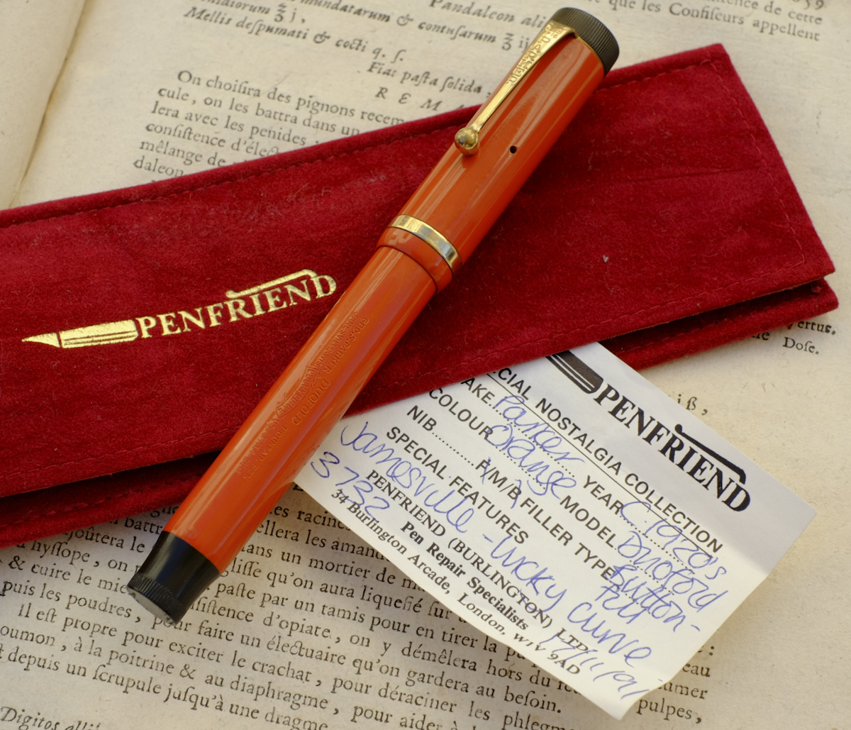 Sold at Auction: PARKER Duofold Sr. Red FP & Pencil, c.1926